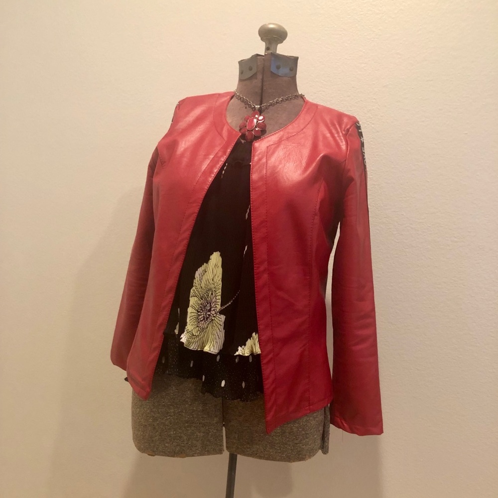 Red Venti6 Vegan Leather Jacket